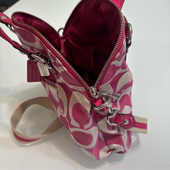 Coach Pink Tan Crossbody Handbag Logo Rare VS6 Medium - Picture 2 of 6